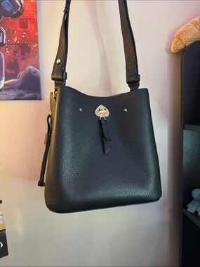 Kate Spade Marti Small Bucket Bag Black Pebbled Leather